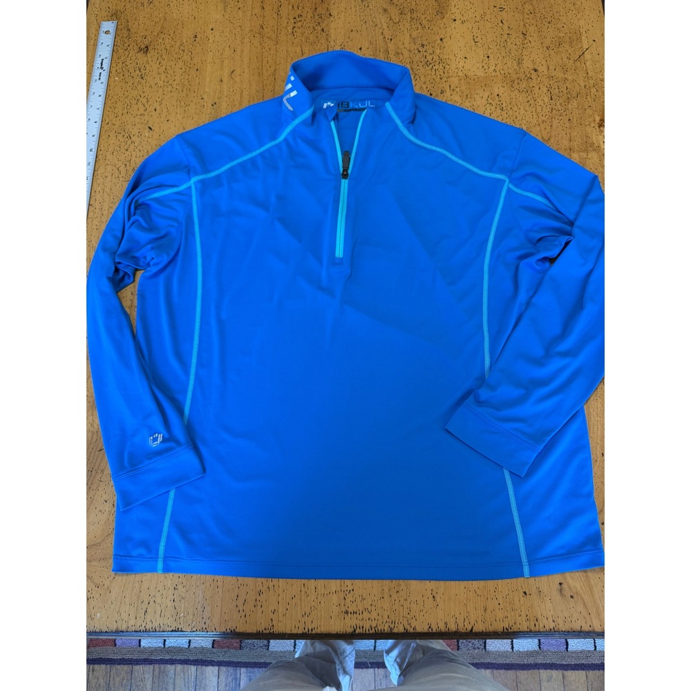 IBKUL Quarter Zip Size L Mens Long Sleeve Cooling IceFil Pullover Blue Active